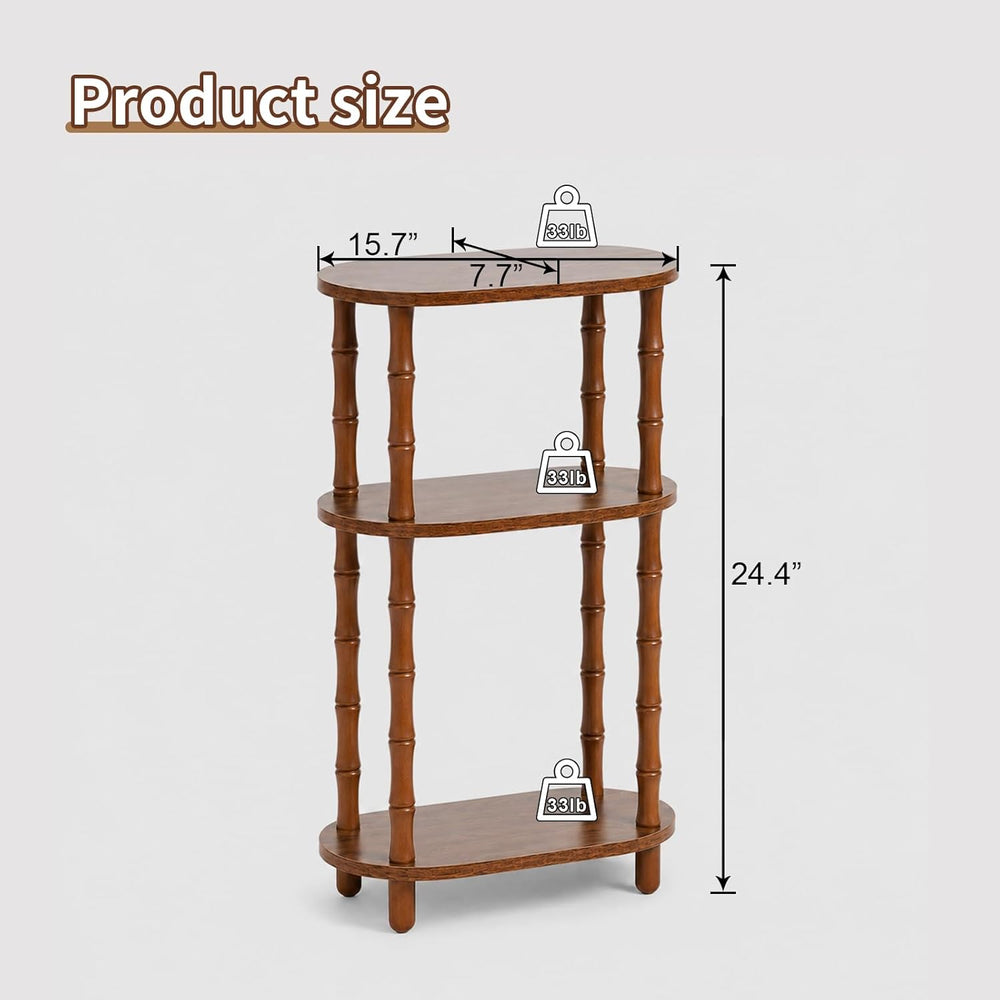 Narrow Side Table with Storage, 3-Tier End Table Skinny Nightstand for Bedroo...