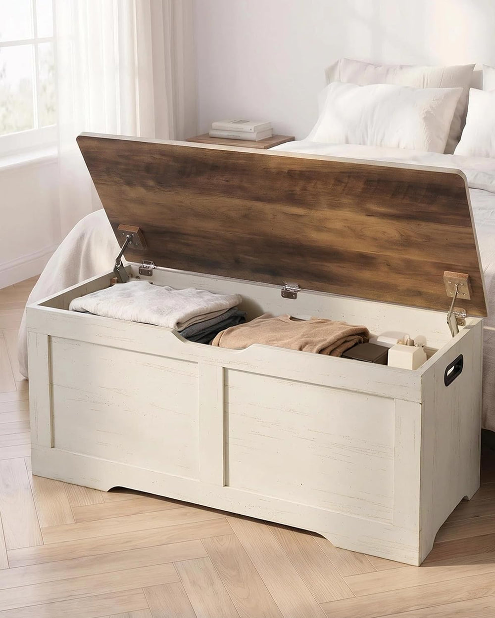Timberer 39.4" Storage Chest, Storage Trunk with 2 Safety Hinges, Wooden...
