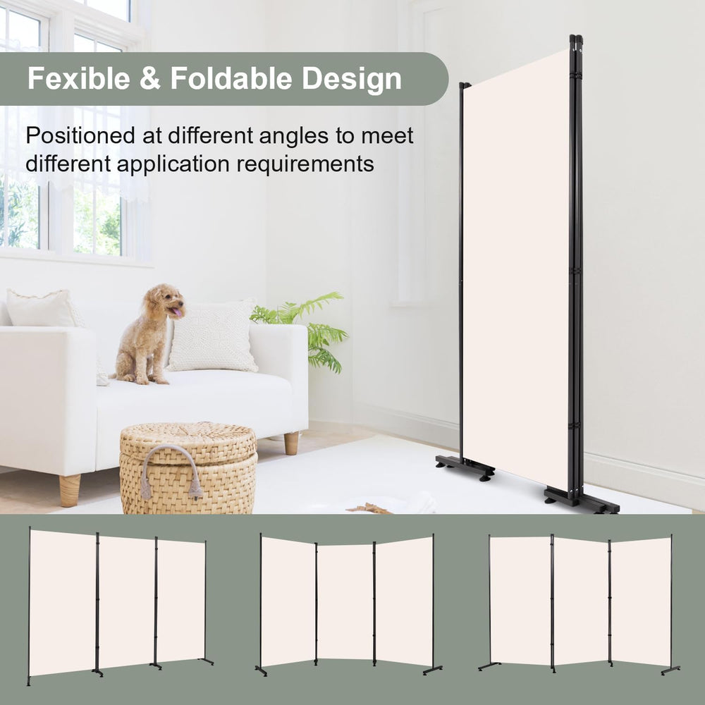 Room Divider 3 Panel Folding Privacy Screen, Round Pad Design Wall Divider