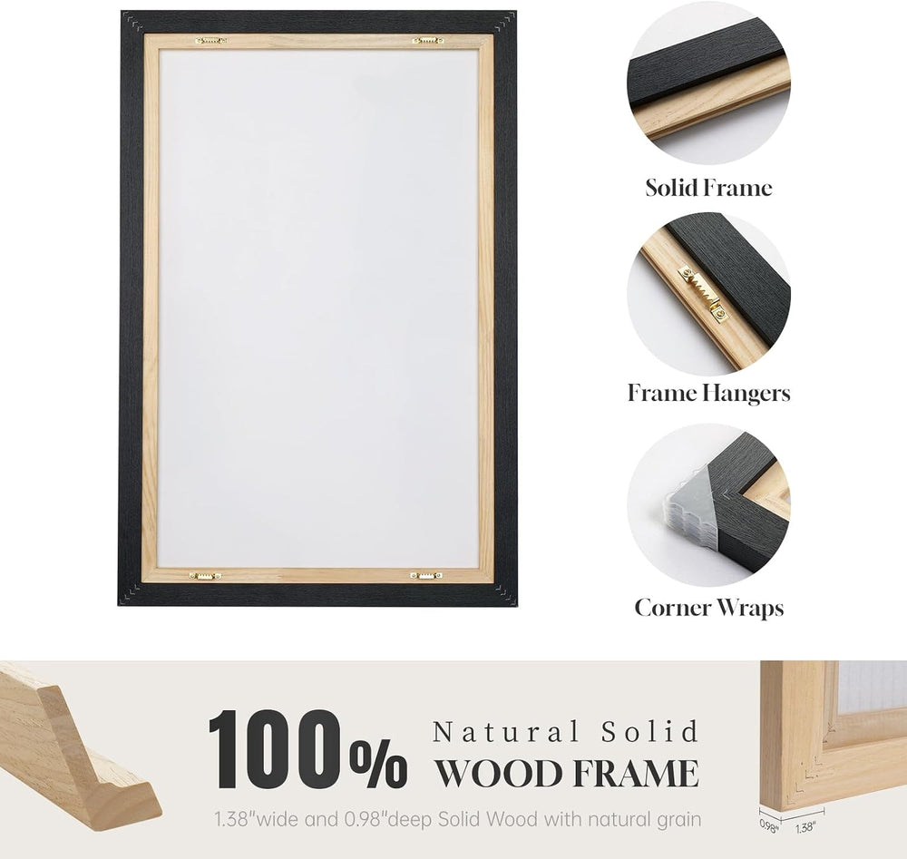 Framed Dark Sage Green Modern Abstract Wall Art, 1 Piece 24x36 In