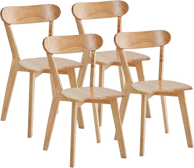 Wood Louis Dining Chairs Set of 4 Home Kitchen Modern Kitchen Chairs 100% Nat...