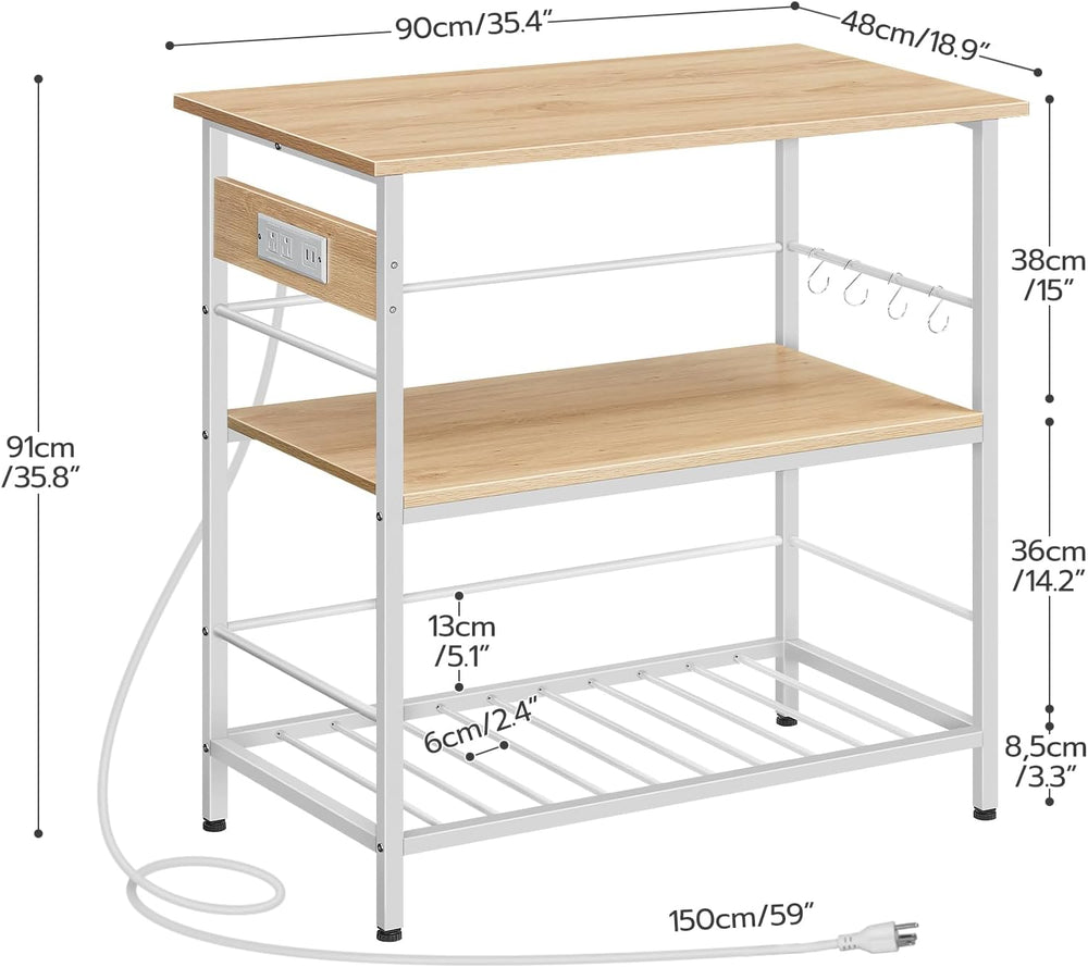 HOOBRO Kitchen Island with Storage, Kitchen Island Table with Power Outlet, 3...