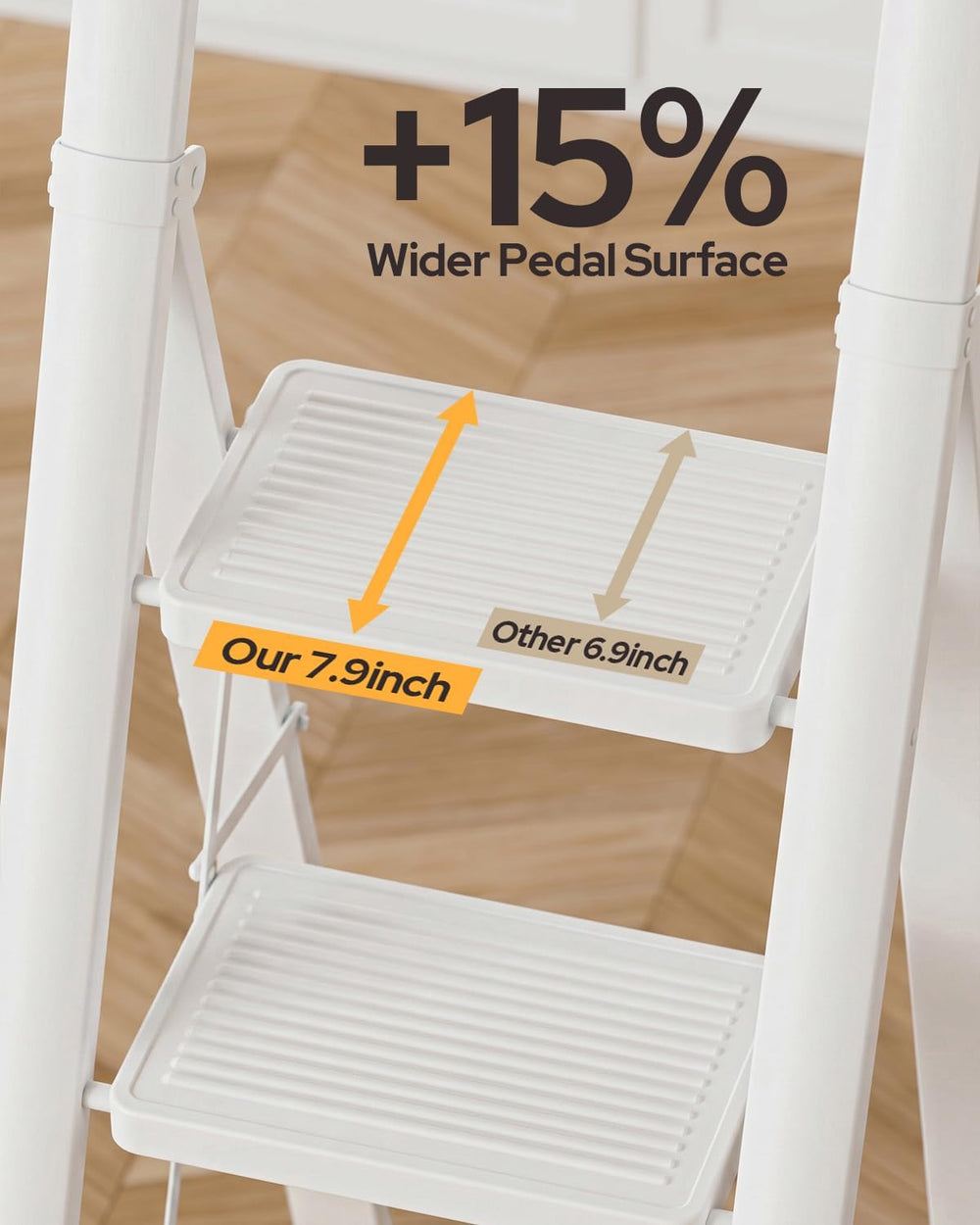 4 Step Ladder, Foldable 4 Step Stool, White