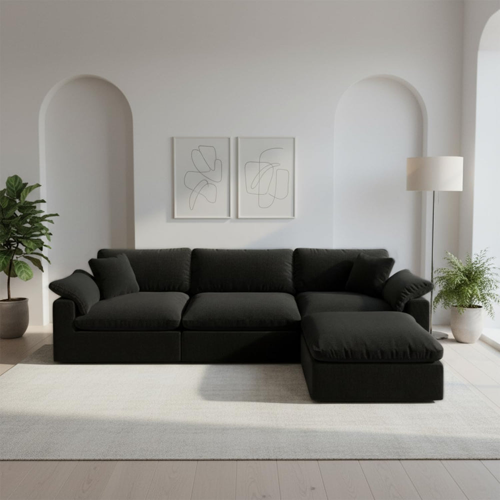Modular Sectional Sofa Cloud Couch,Down Filled Comfy Cloud Modern Sofa,Black ...