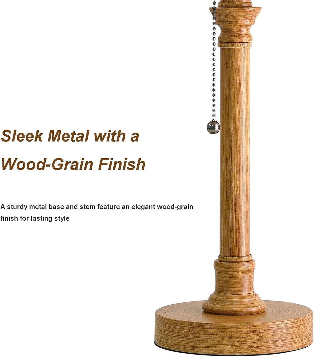 Oneach 19.5" Wood Grain Rustic Table Lamps Set of 2 for Living Room Bedroom