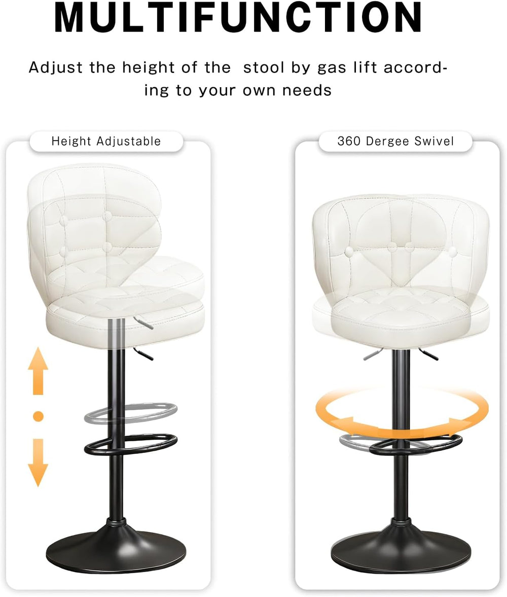 Bar Stools Set of 4, Adjustable Swivel Bar Chairs with 360° Rotation, Padded ...