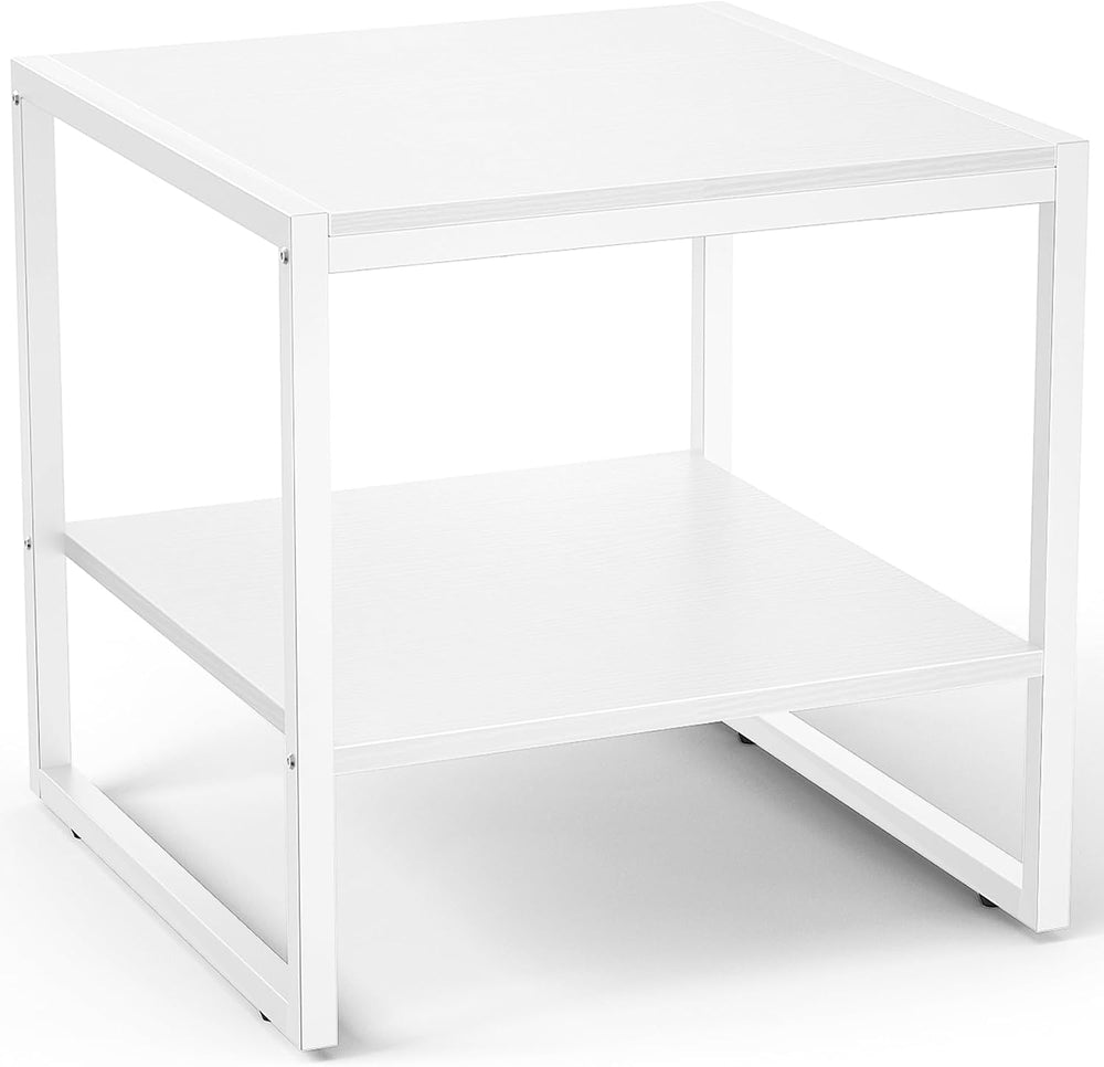 Homieasy End Table, 20 Inch Square Side Table, Mini Fridge Stand, White | 2-T...
