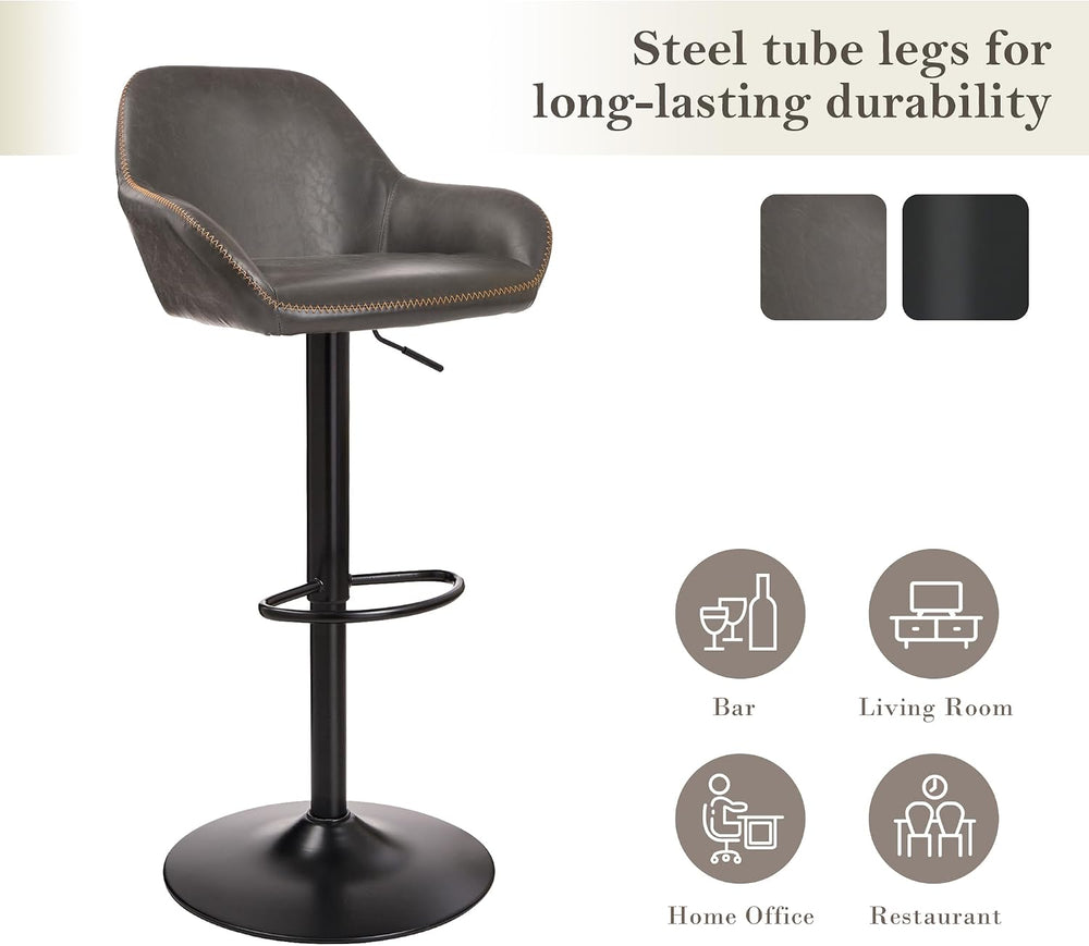 Glitzhome Bar Table and Chairs Set, Round Black Steel Pub Table with Soild El...
