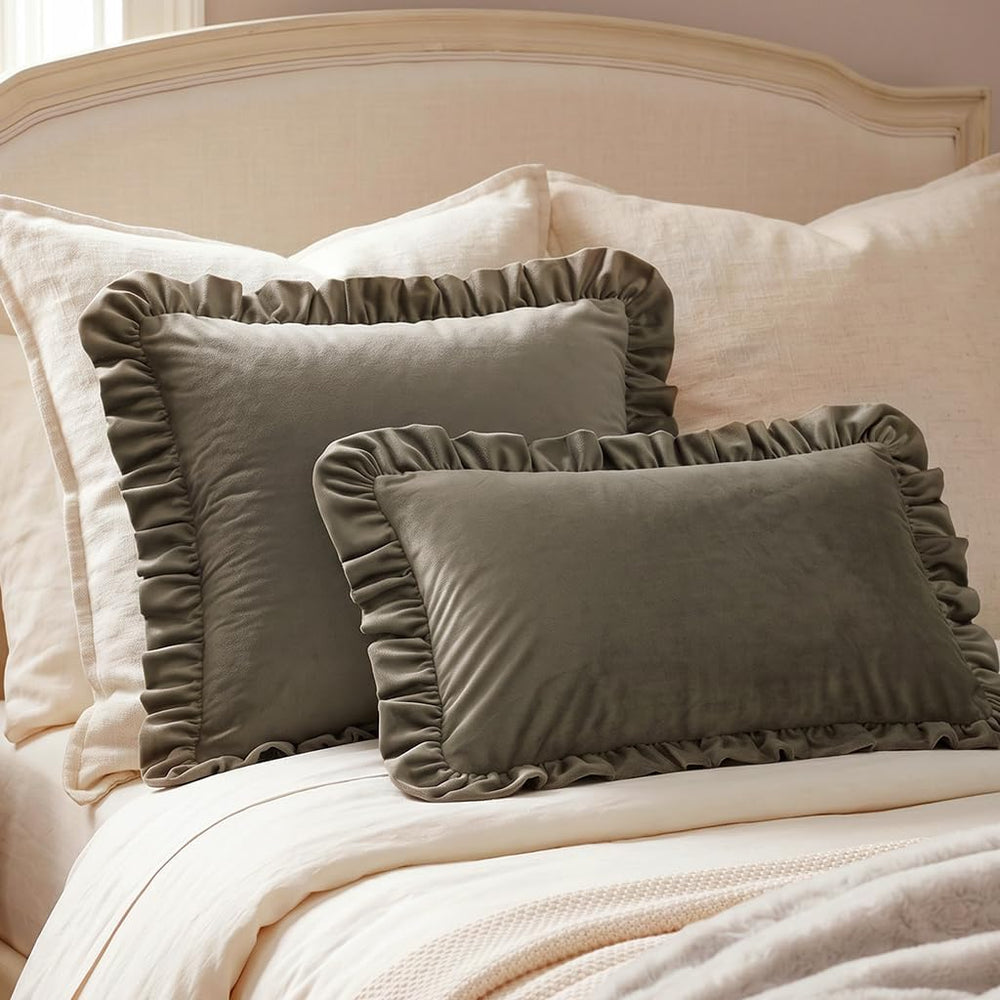 ISAENNE Designer Elegant Velvet Solid Throw Pillow Cover,Set of 2,18"x18...