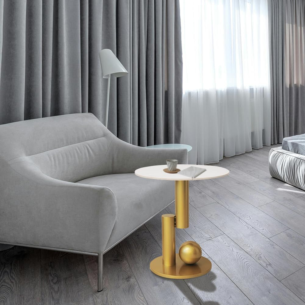Side Table with Marble Top Metal White End Table Modern Sofa Side End Table C...