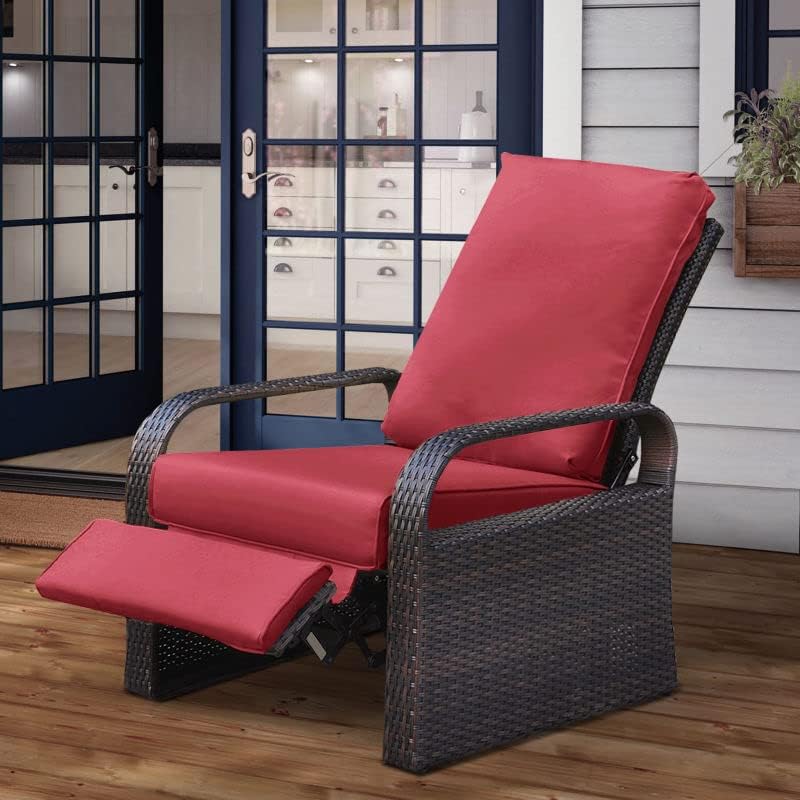 Skypatio Dual-use Indoor/Outdoor Wicker Adjustable Recliner Chair, Patio Rela...