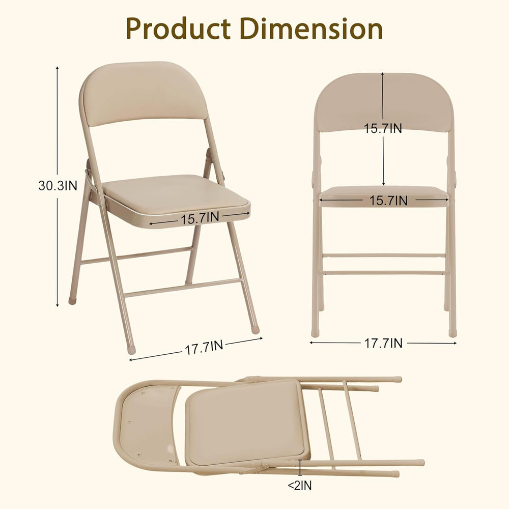 4 Pack Folding Chairs with Cushion, Comfortable Padded Foldable Dinning Chair...
