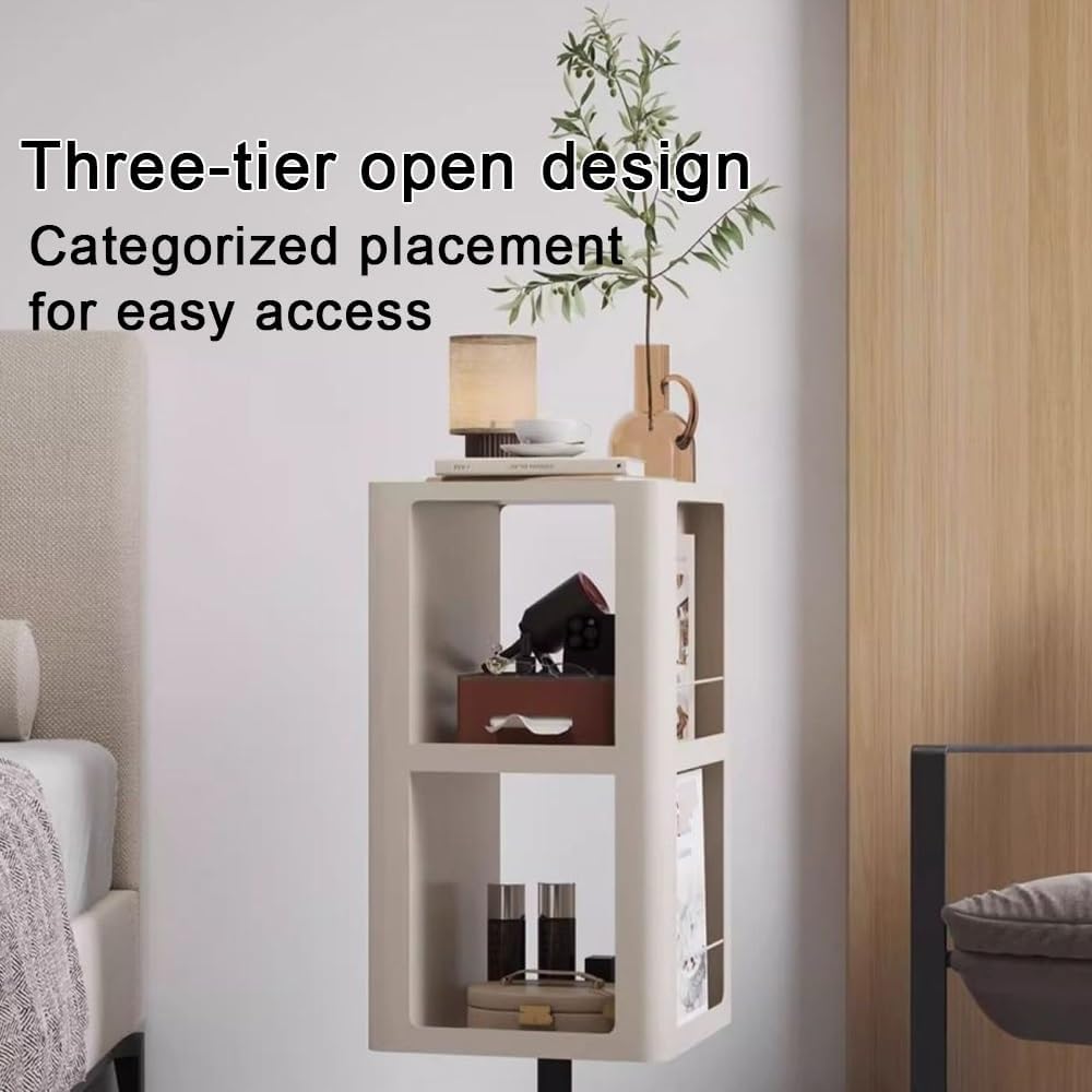 Carbon Steel Frame Rotating Side Table, Double-Layer End Table with Storage, ...