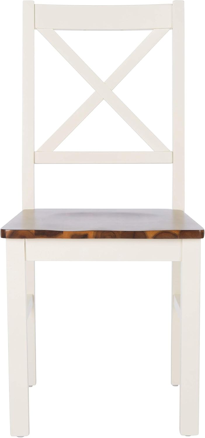SAFAVIEH Akash Wood Dining Chair Set of 2, 17.5" White/Natural DCH9210A