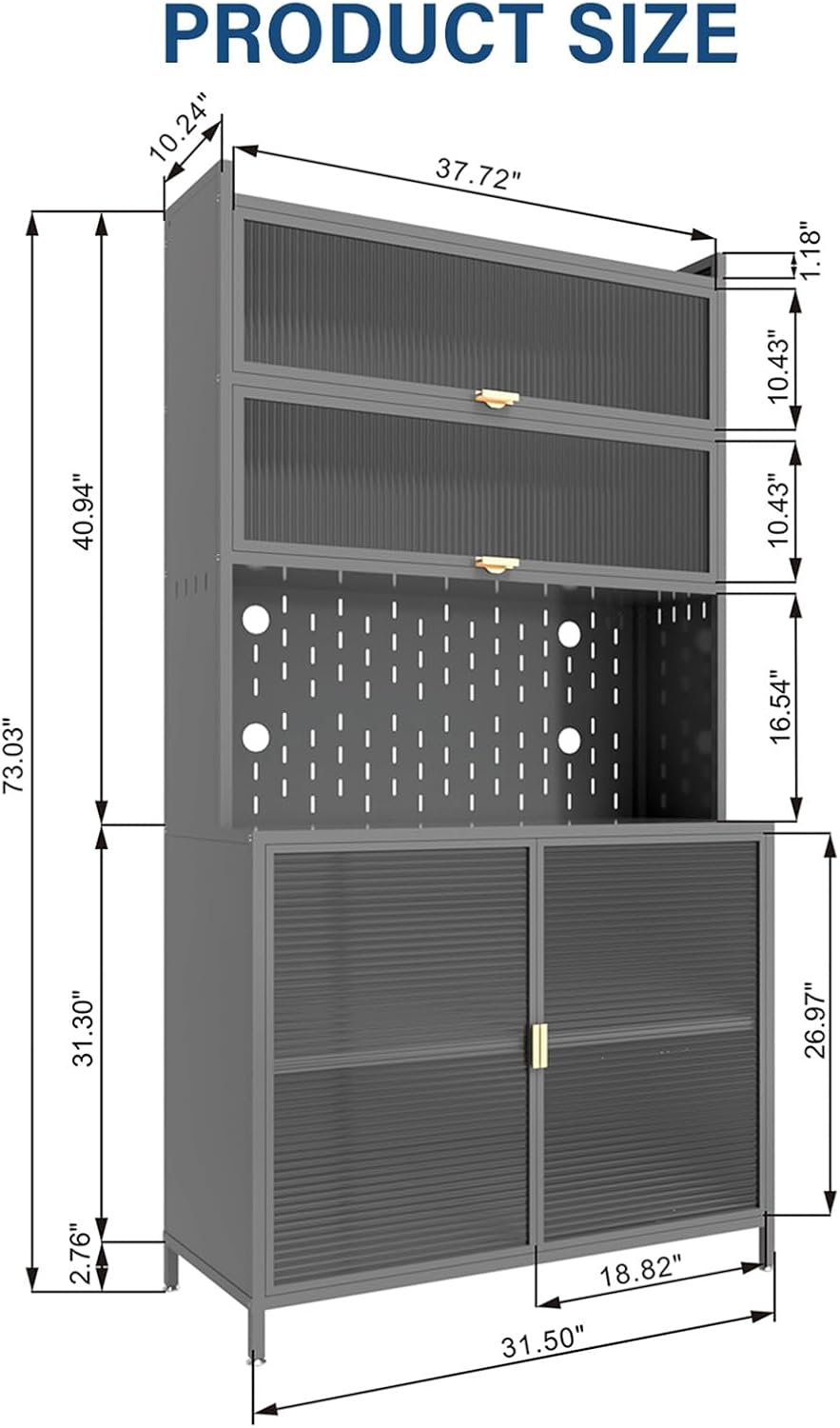 Anwick 73'' Tall Kitchen Pantry Storage Cabinet, Modern Buffet Cabine...