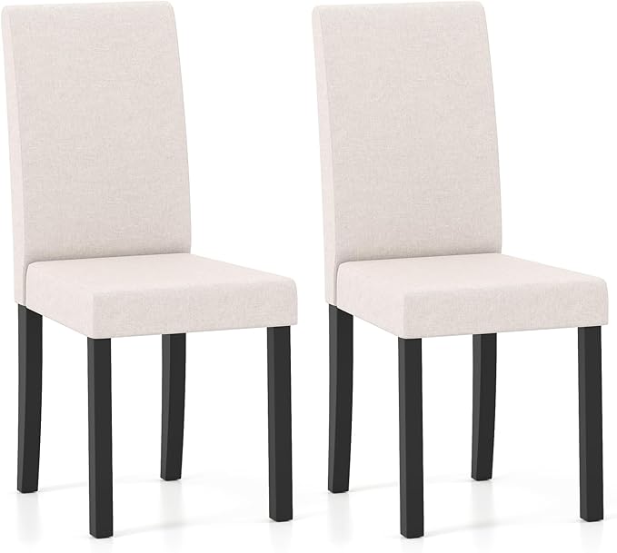 Giantex Upholstered Dining Chair Set of 2, Mid Century Modern Fabric Kitchen ...