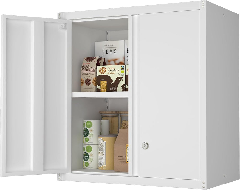 IRONFFICE Wall Cabinet,Metal Wall Cabinet for Garage with Lock,Metal Locking ...
