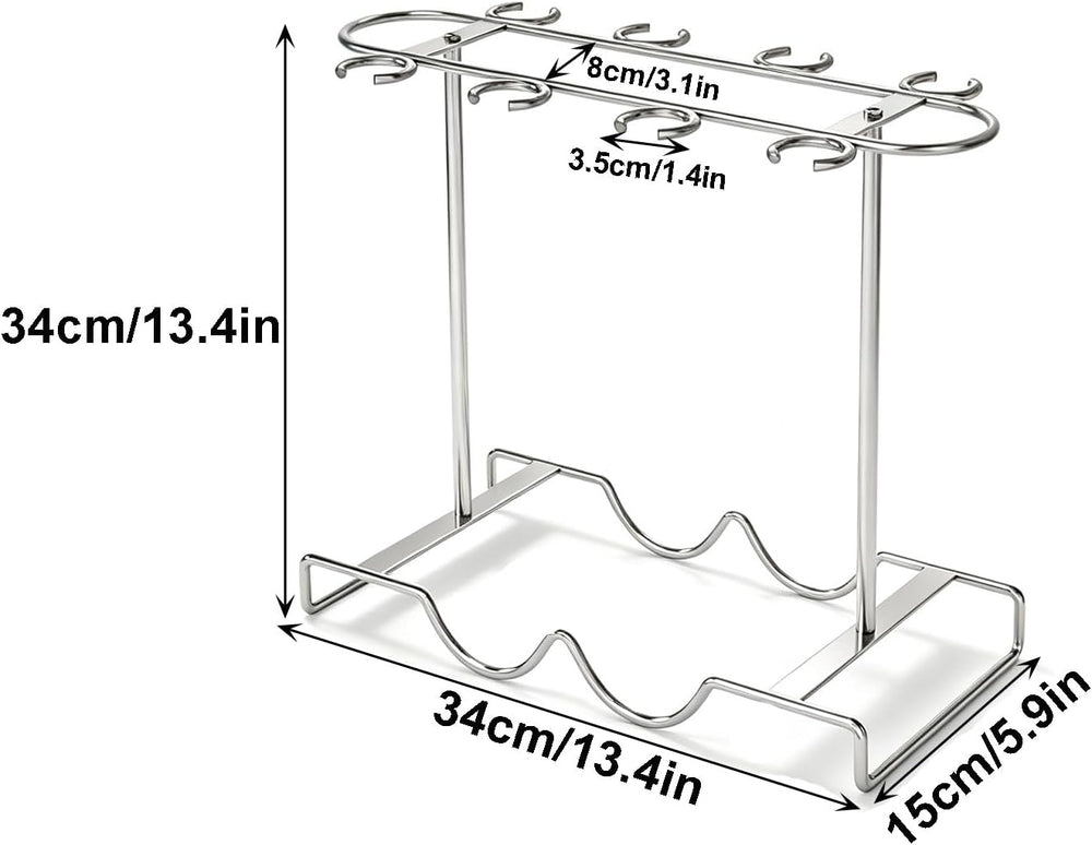 Tabletop Wine Rack with Glass Holder, Storage Metal Wine Glass Rack | Thick A...