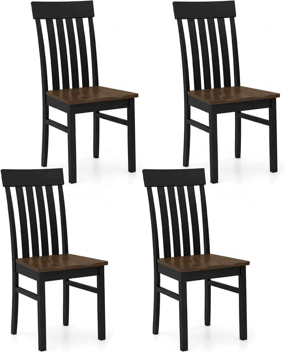 GIANTEX Wooden Dining Chairs Set of 4, Hollowed Backrest & Rubber Wood Seat