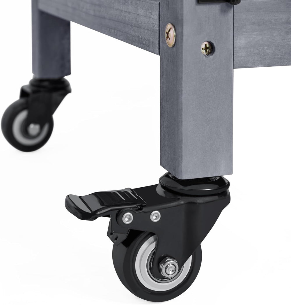 Topeakmart Potting Bench for Outside with Storage Cabinet & Metal Top,Gray