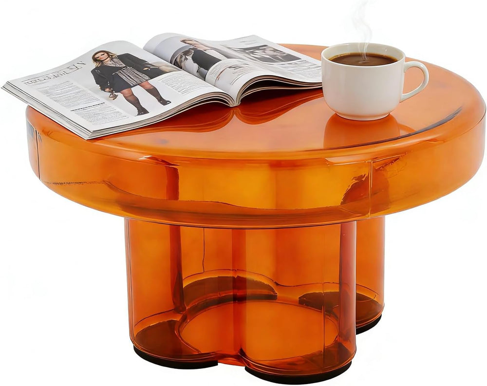 Modern Glass Coffee Table,Minimalist Round Coffee Table with Base,Modern Smal...