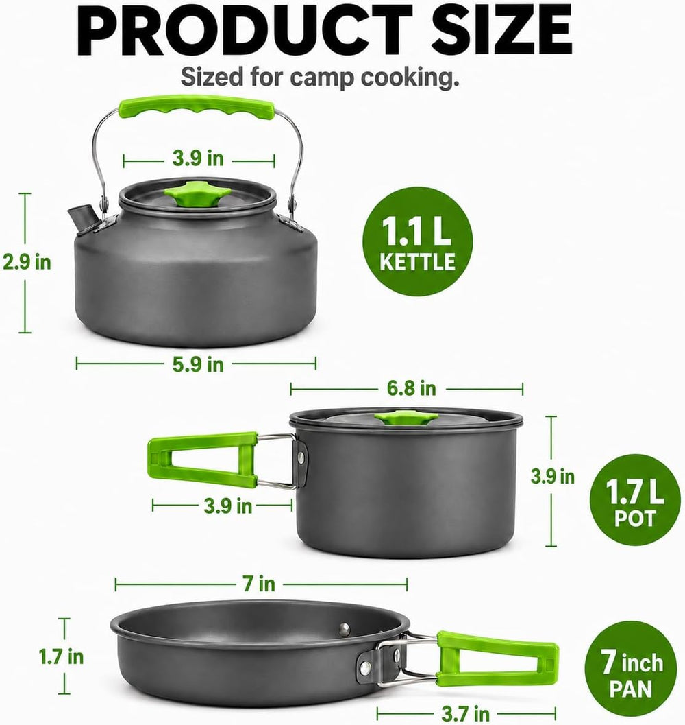 MalloMe Camping Cookware Mess Kit for Backpacking Gear – Camping Cooking Set ...
