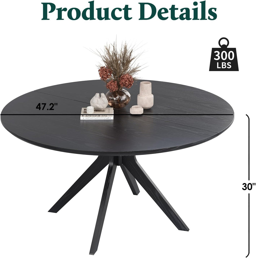Round Dining Table for 4, Kitchen Table with Intersecting Pedestal Base, for ...