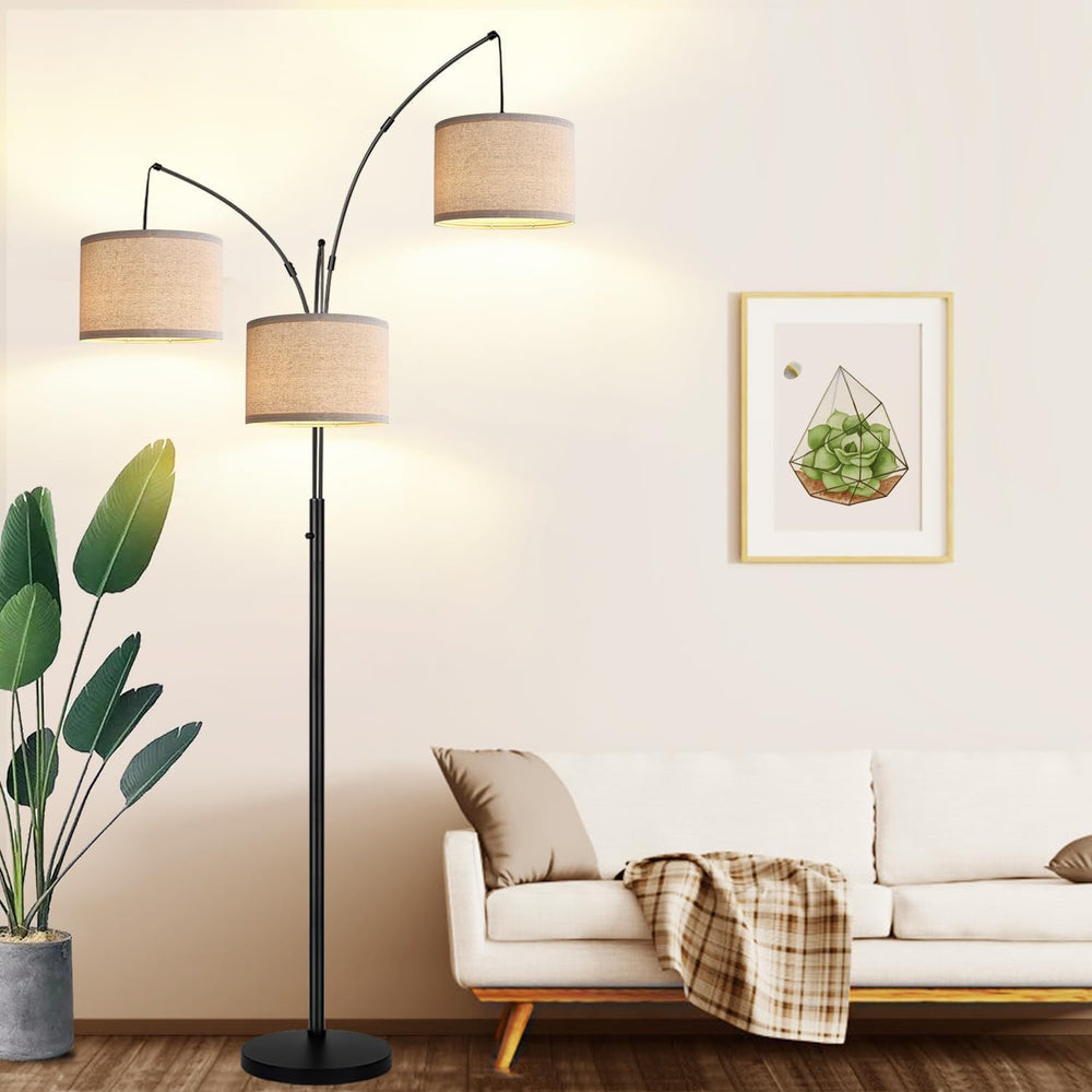 Dimmable 3 Lights Floor Lamp - 3000LM Super Bright Arc Floor Lamps for Living...