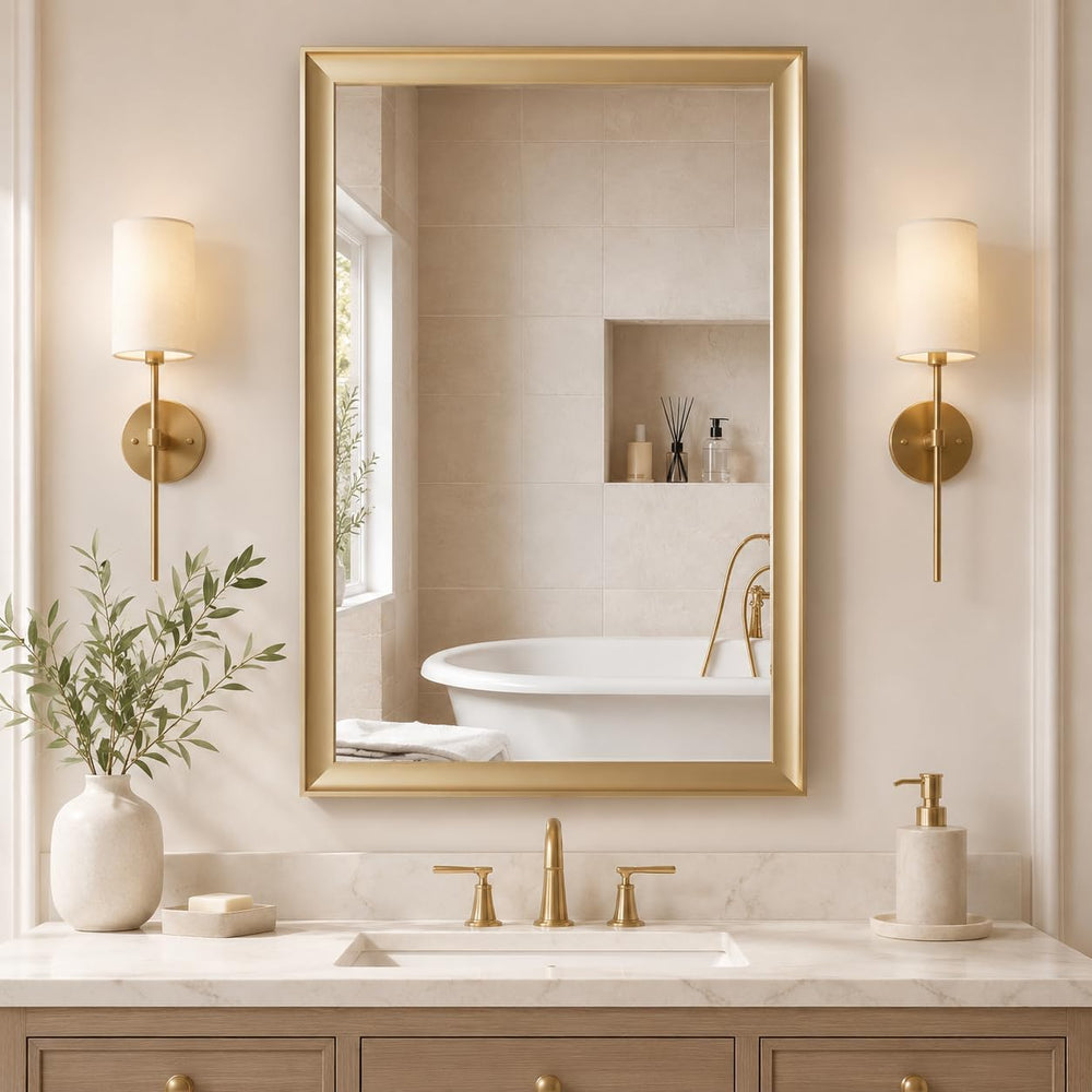 Gold Bathroom Mirror 24x36 Inch, Rectangle Vanity Mirror