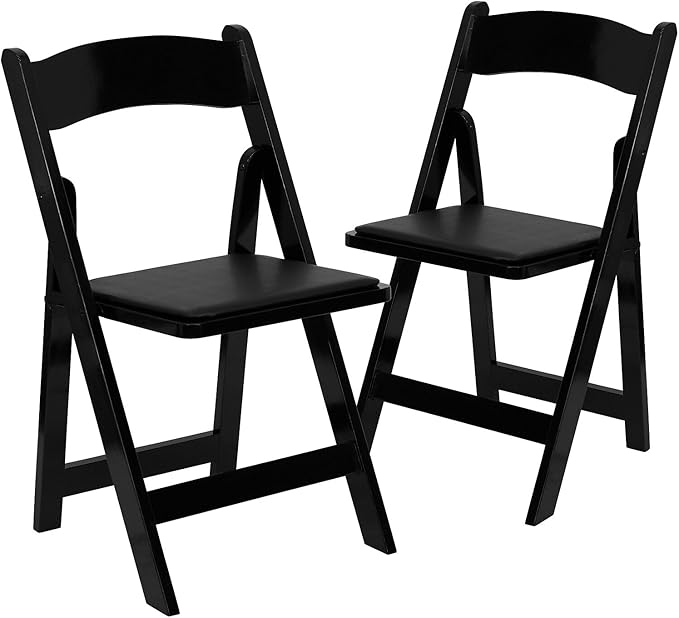 Flash Furniture 2 Pack HERCULES Series Black Wood Folding Chair with Vinyl Pa...