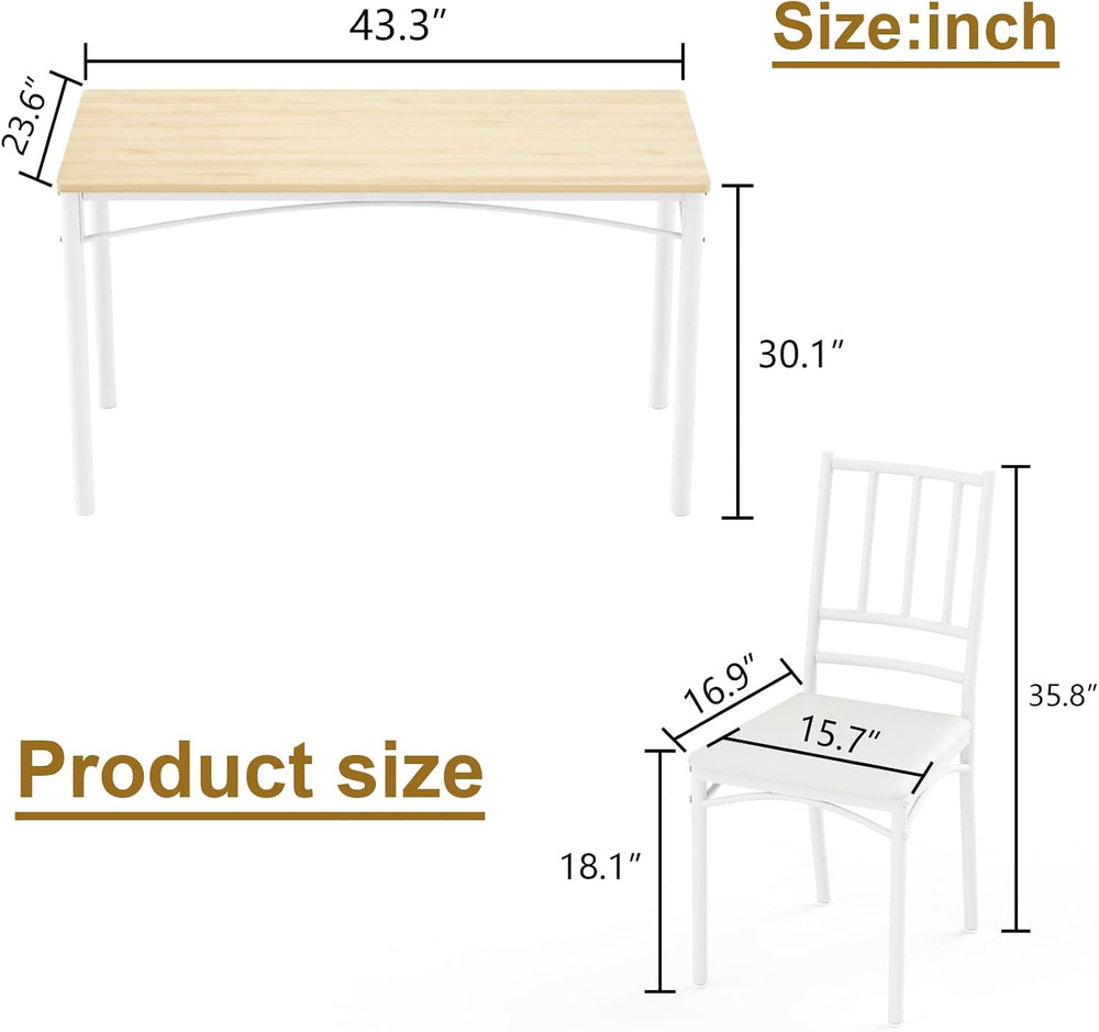 Dining Table Set for 4, Industrial Kitchen Table Set with 4 Upholstered Chair...