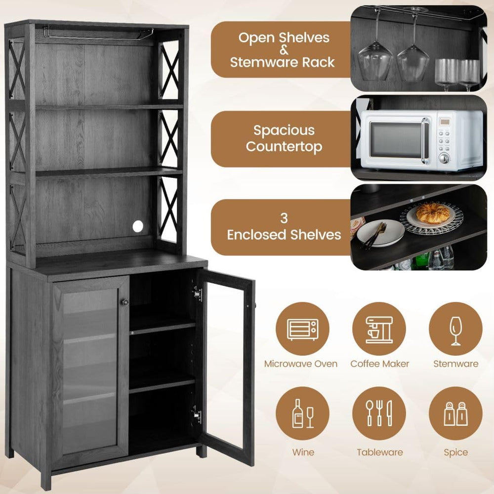 TANGZON Tall Kitchen Cupboard, Wooden Storage Sideboard with Adjustable Shelf...
