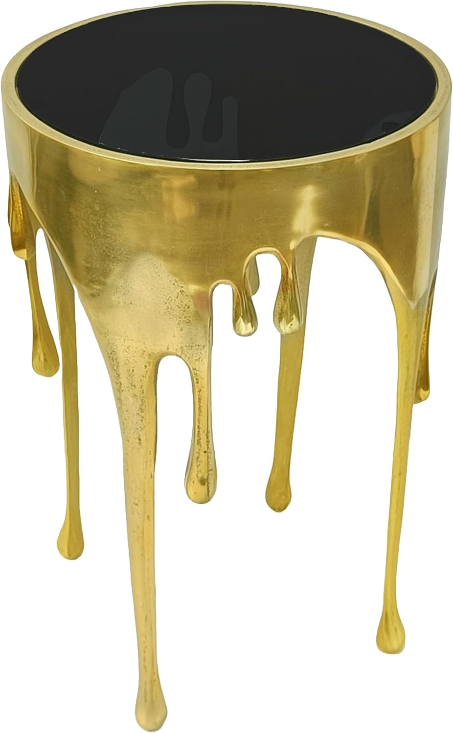 TUP THE URBAN PORT Capri Side End Table, 24.75 Inch Round Glass Top, Antique ...