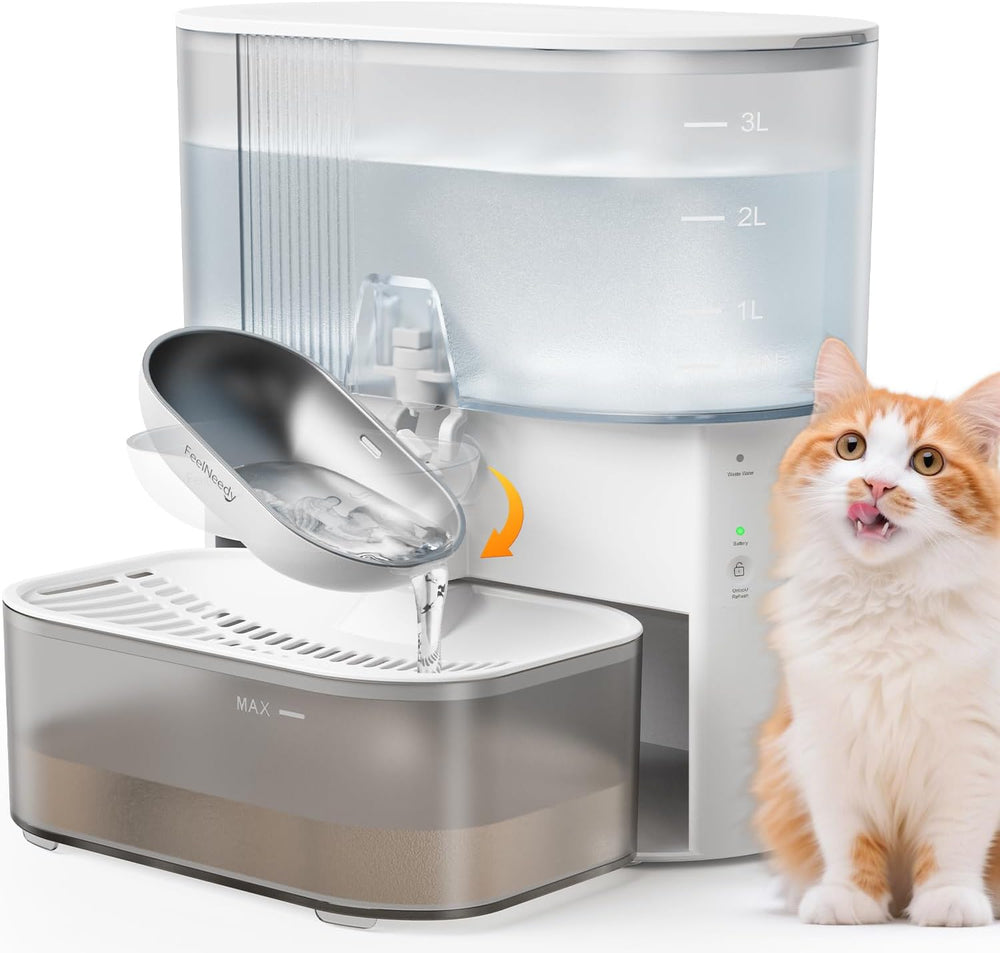 Wireless Cat Water Fountain No Filters, Wastewater Separation, FEELNEEDY Stai...
