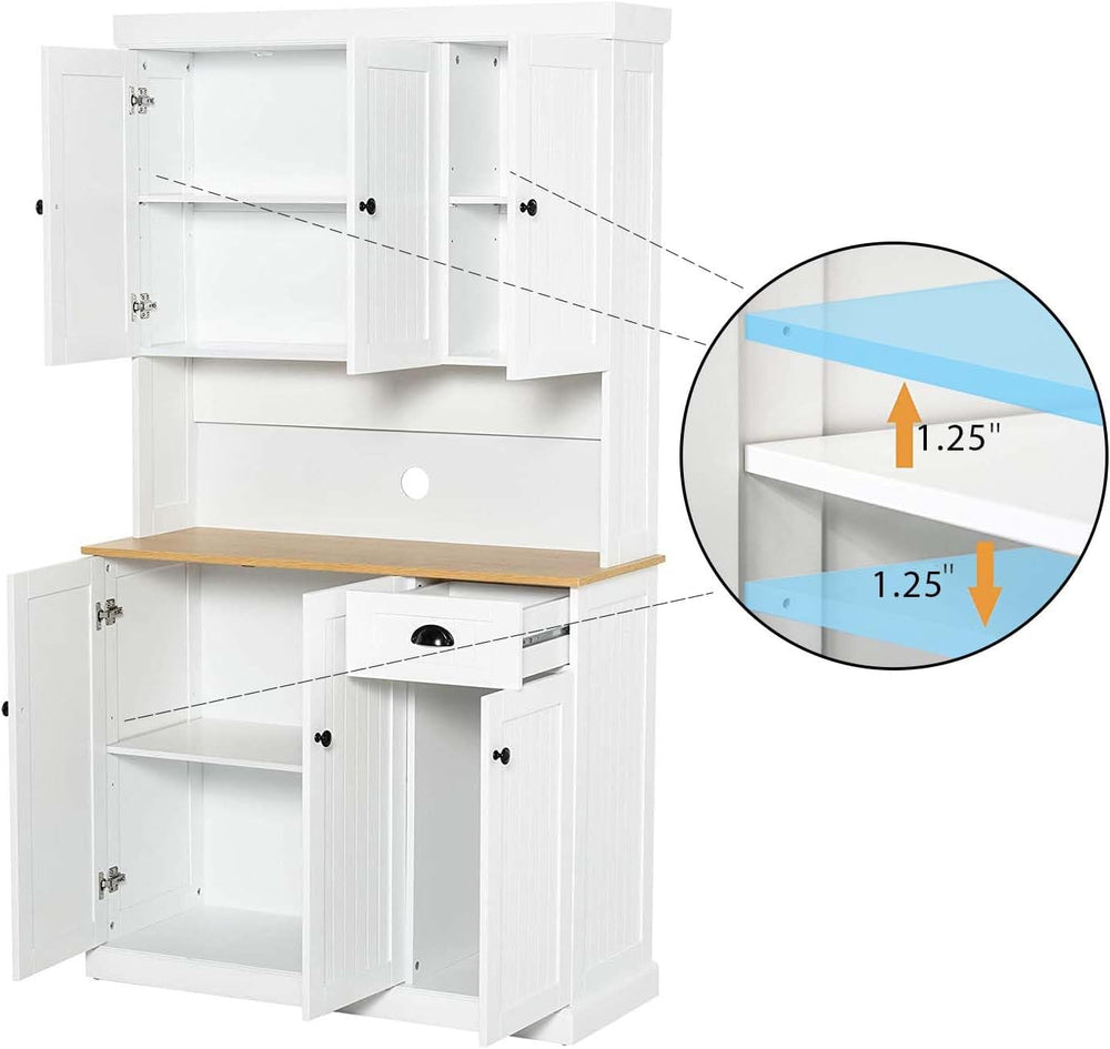 71" Freestanding Pantry Cabinet with Doors, Kitchen Pantry Cabinets with...