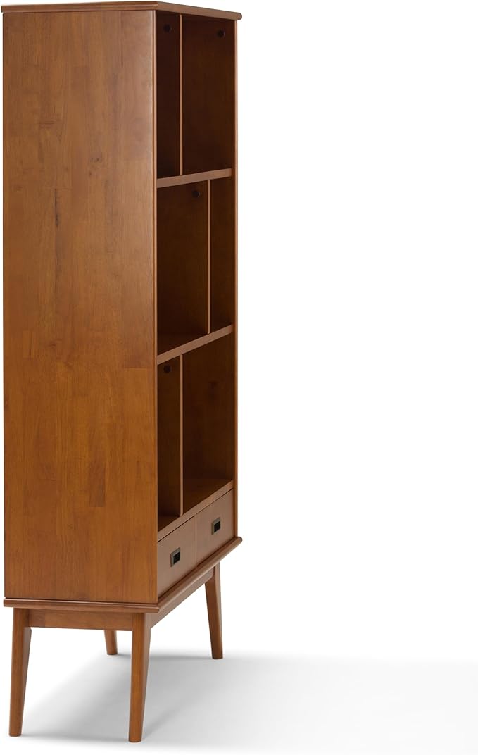 SIMPLIHOME Draper 35 inch Mid-Century Modern 6 Cubbie Bookcase with Drawer (S...