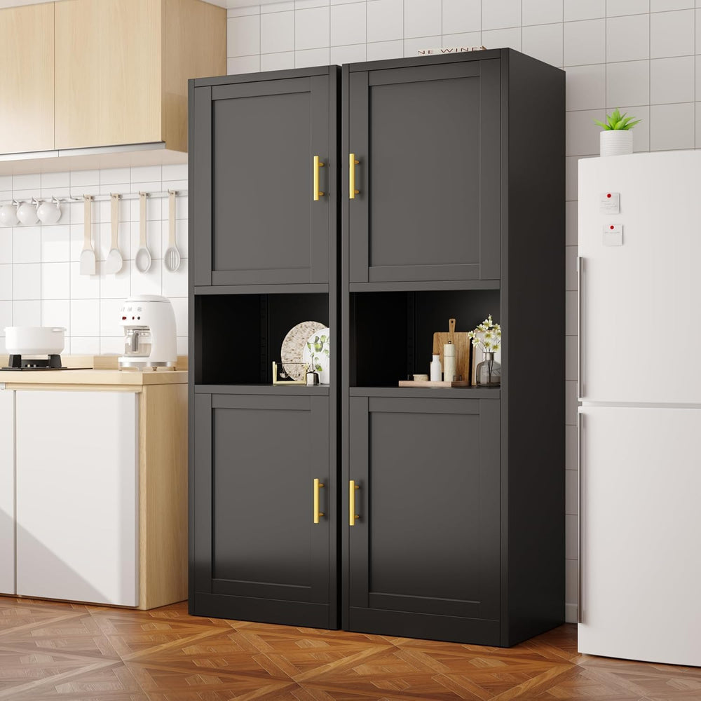 Tall Metal Narrow Bathroom Storage Cabinet 67" H, Tall Black Pantry Cabi...