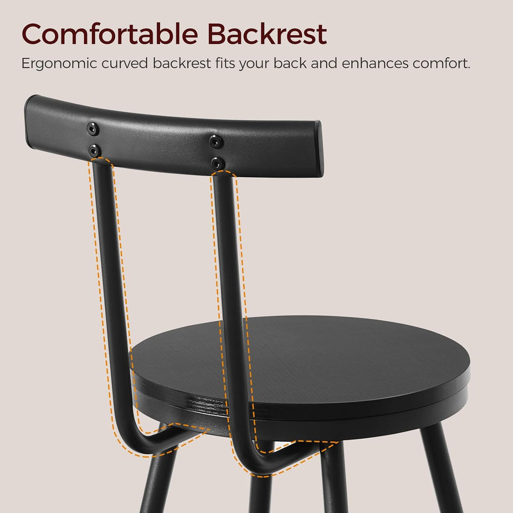 MAHANCRIS Bar Stools, Set of 2 Bar Chairs with Backrest and Footrest, 26"...