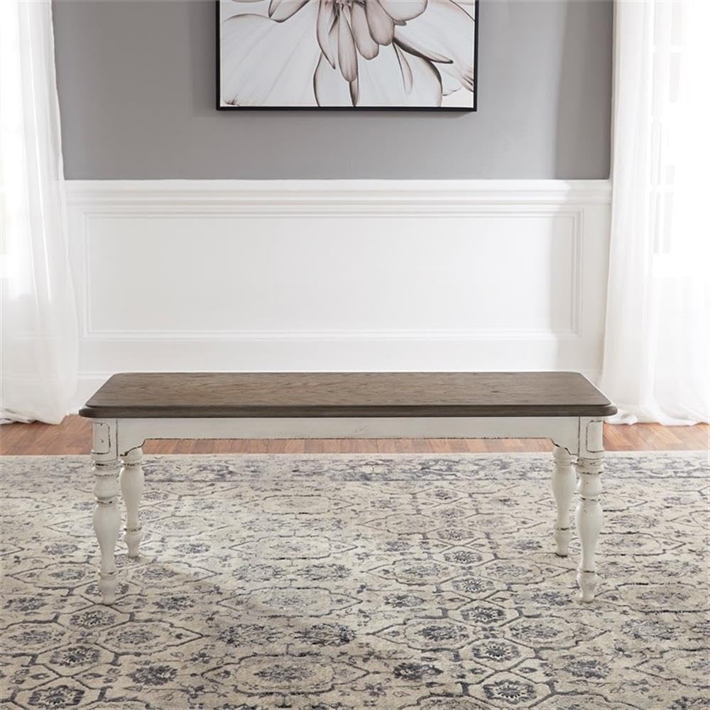 Liberty Furniture Industries Magnolia Manor Dining Bench (RTA), Antique White