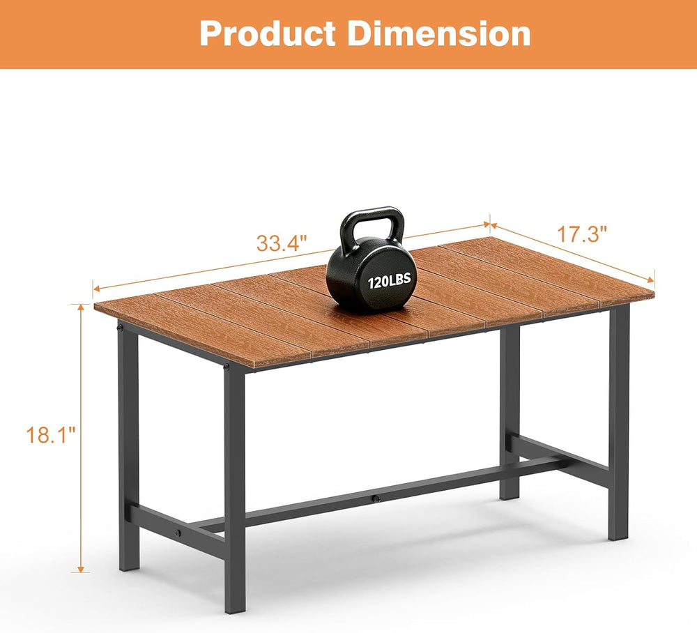 mapleway 33" Rustic Wood Patio Coffee Table Weather-Resistant Metal Frame