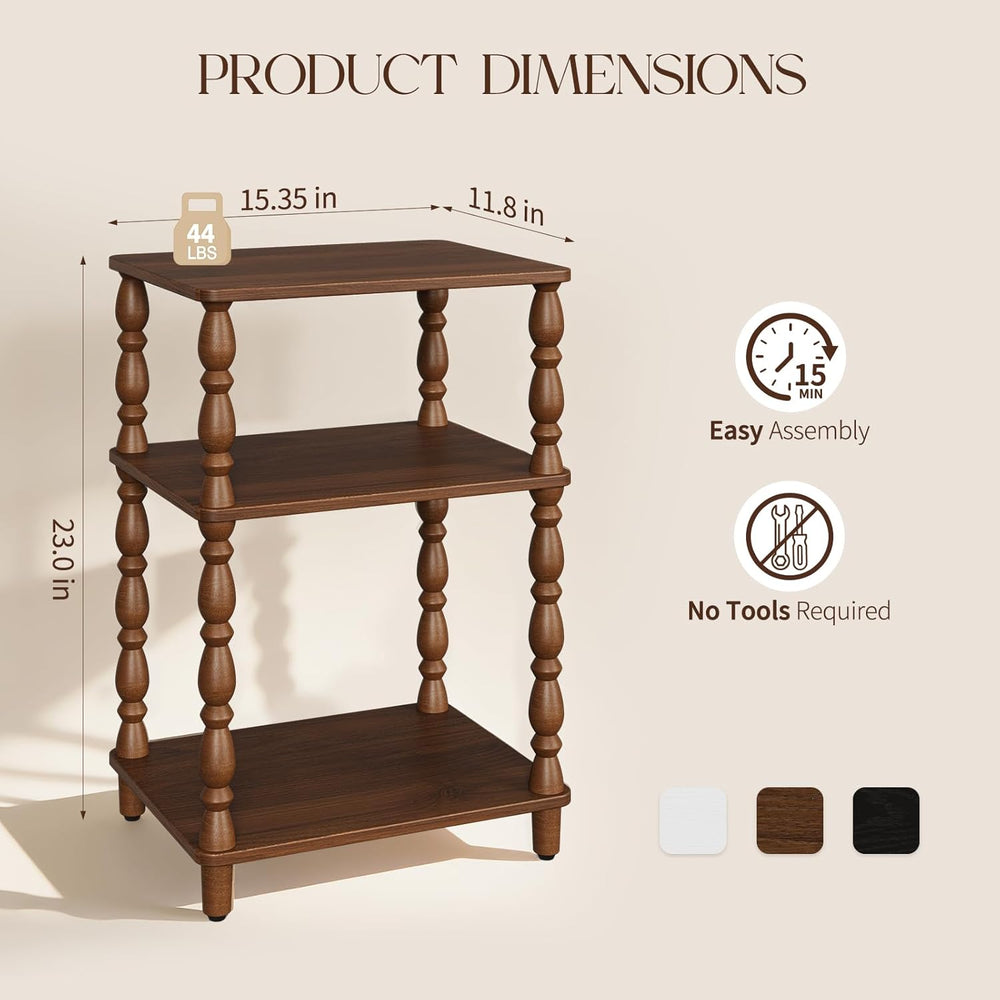 Yoobure Small Side Table - Walnut End Tables Living Room with Spindle Legs