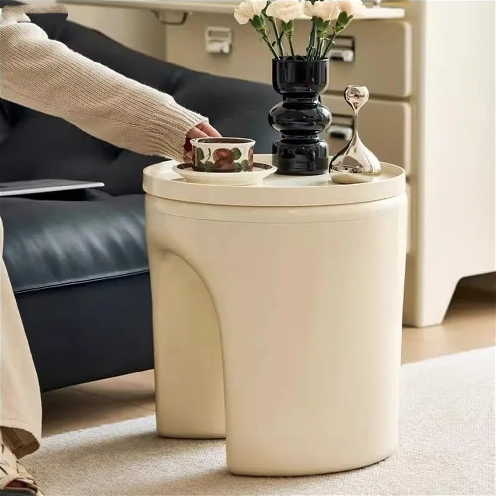 Small Round Plastic Side Tables, Modern and Minimalist Bedside Table, End Tab...