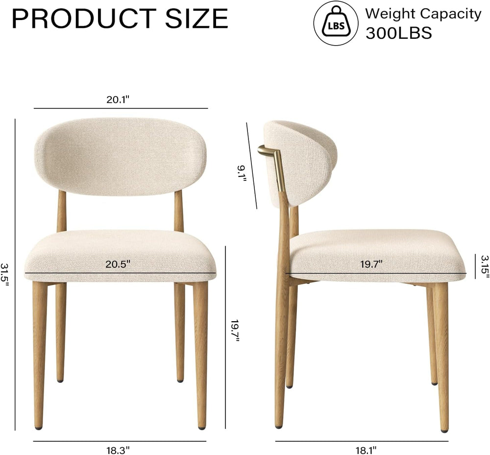 300LBS Dining Chairs Set of 2,Metal Kitchen Chairs,Modern Fabric Upholstered ...