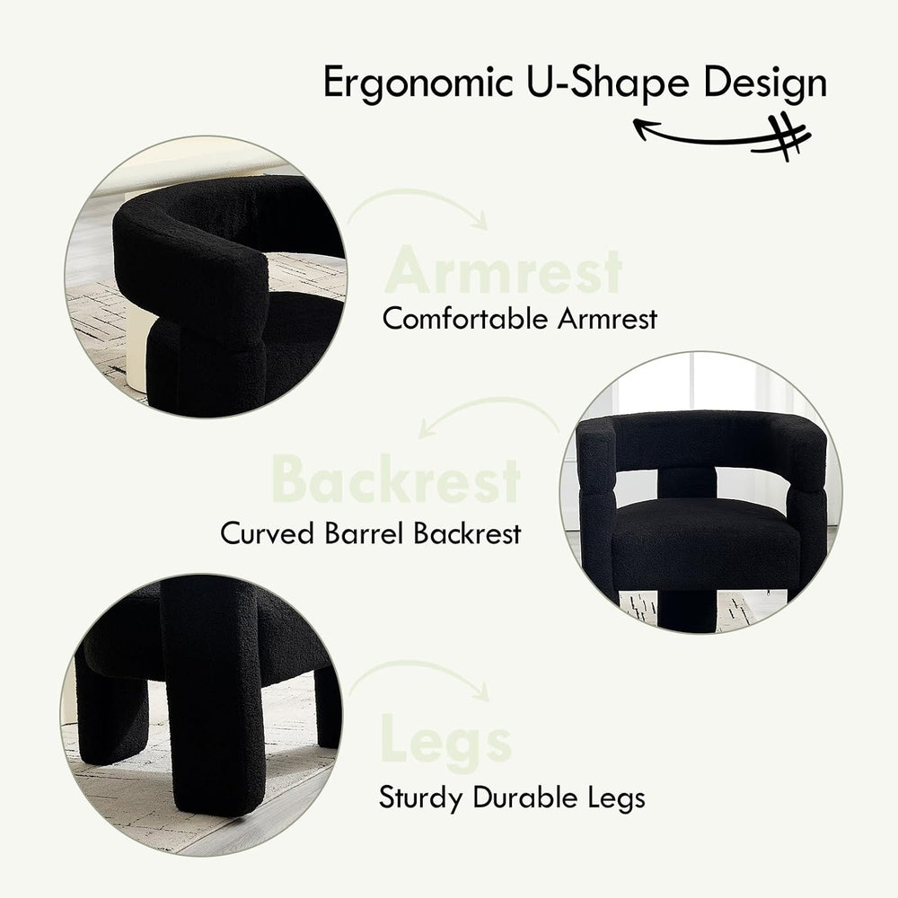 Sherpa Barrel Accent Chairs Set of 2, Modern Boucle Dining Room Chairs, Comfy...
