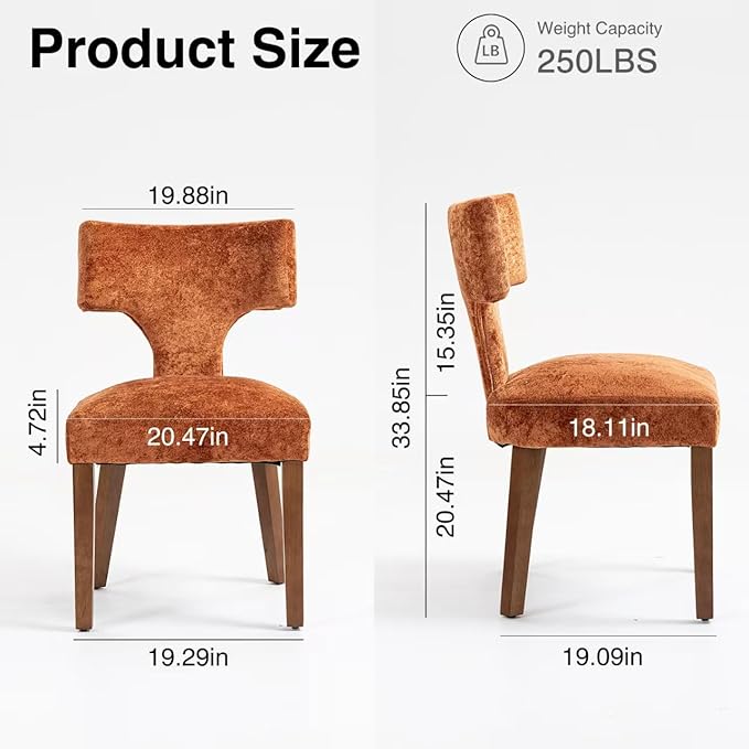 Farmhouse Dining Chairs Set of 2, Linen Upholstered Padded Chairs with Solid ...