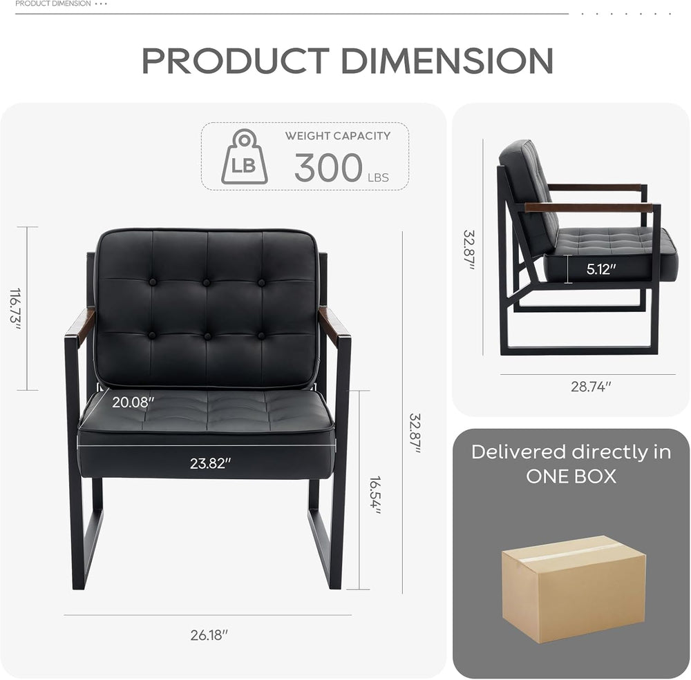 COLAMY Mid Century Modern Accent Chair Set of 2, Comfy Living Room Chair, Bla...
