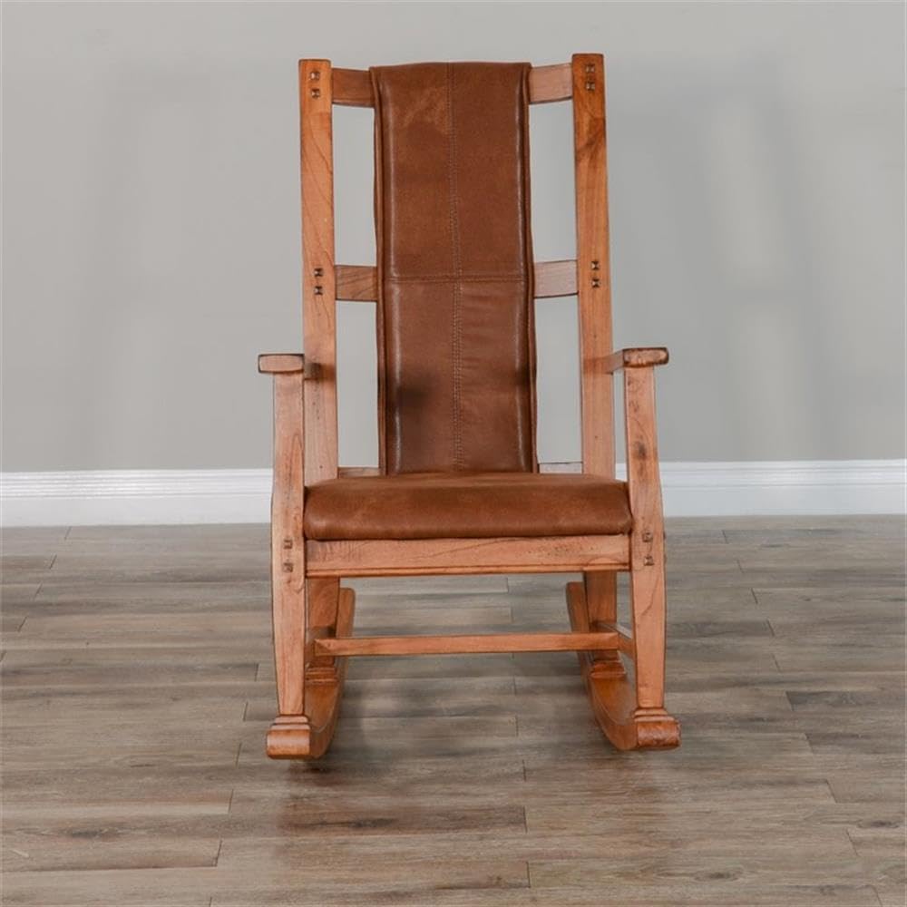 Pemberly Row Set of 2 Farmhouse Mindi Wood Rocking Chair in Rustic Oak