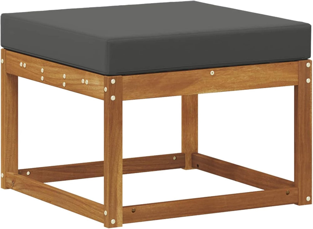 Solid Acacia Wood Outdoor Footstool with Modern Slatted Design, Versatile Mod...