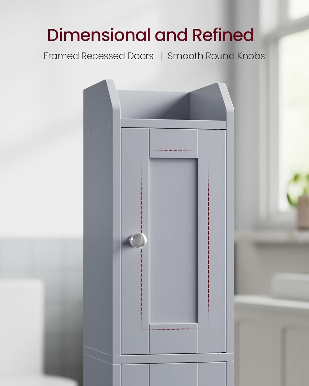 VASAGLE Small Storage Corner Floor Cabinet, 2 Doors, Dove Gray