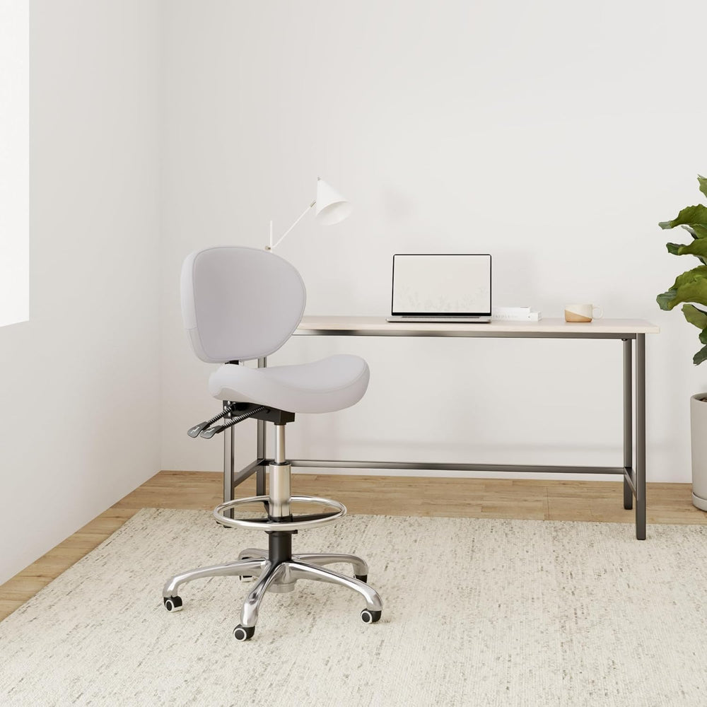 Kaleurrier Adjustable Stools Drafting Chair: with Back Support & Foot Rest